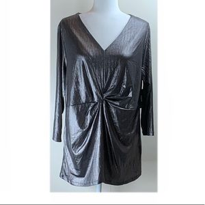 Alfani Size 2X NWT Metallic Grey Blouse